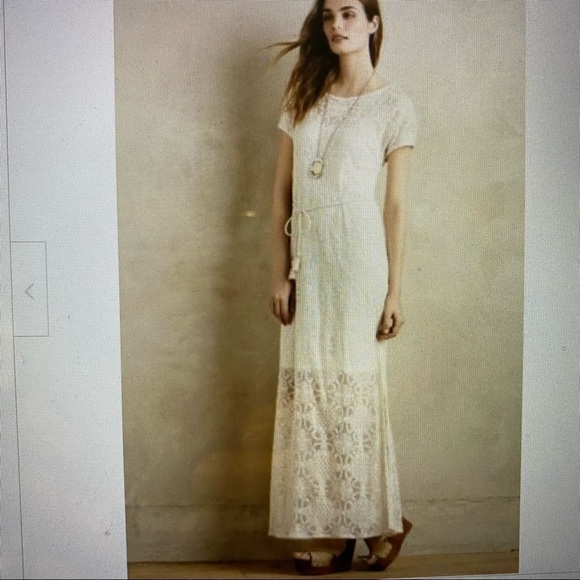 Anthropologie Lilka Bellflower Lace Maxi Dress Ivory XS - Picture 13 of 13